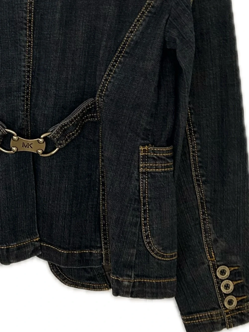 Michael Kors Classy Flattering Denim Jean Cotton Blazer Jacket